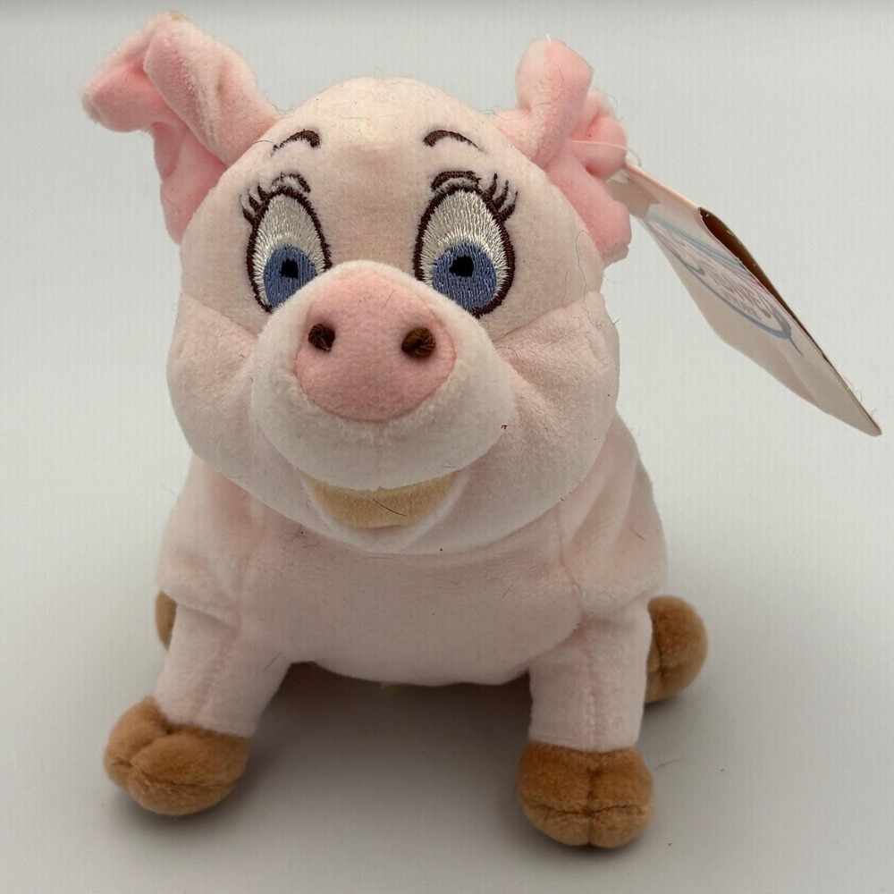 VTG Disney Store Hen Wen Plush The Black Cauldron Pink Pig Bean Bag Toy 6 inch